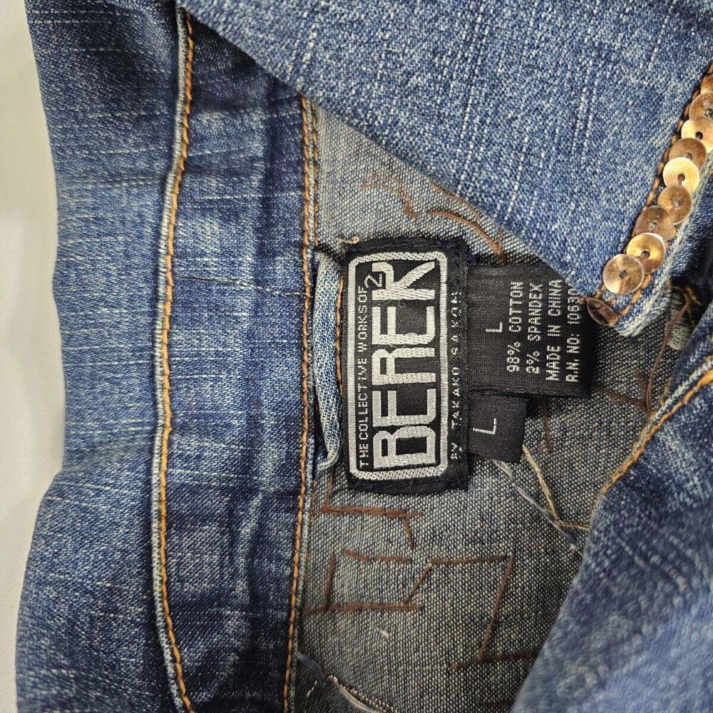 Vintage BERER Embroidered Sequin & Beaded Denim Jean Jacket Size Large - Picture 6 of 9